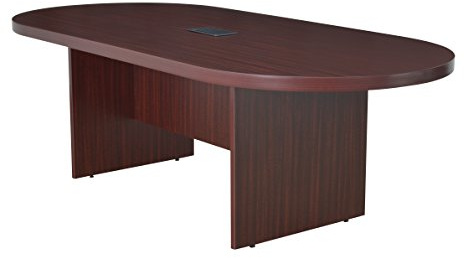 Regency Legacy 8 ft Racetrack Laminate Conference Table with a Charging Port, Durable Construction, Scratch-Resistant Surface, and Modern Design for Professional Office Workspaces - Mahogany