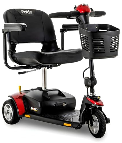 Pride Mobility Go Go Elite Traveller 3-wheel Scooter - Travel Mobility for Adults, 12 Ah Battery, 300 Lbs Weight Capacity, Red, Seat Dimensions - 17 W x 17 D - SC40E