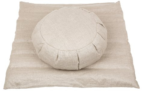 Handelsturm Meditationsset mit Füllung aus Buchweizenspelz (Zafu + Zabuton) Meditationskissen und Matte Leinen