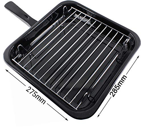 SPARES2GO Small Square Grill Pan, Rack & Detachable Handle for Hotpoint Oven Cookers