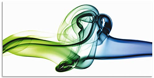 ARTland Wanddeko Wandbild Alu für Innen & Outdoor Metall Bild 60x30 cm Design Abstrakte Kunst Muster Rauch Blau Grün Bunt T9MK