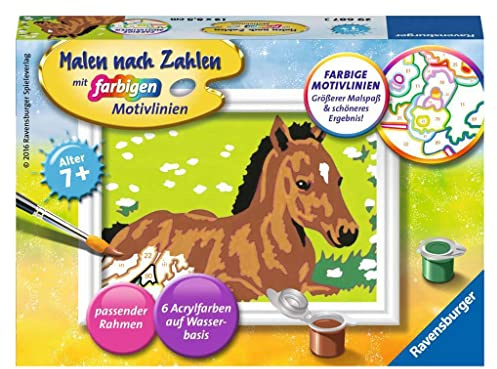 Ravensburger CreArt Kleines Fohlen - Malen nach Zahlen ab 7 Jahre | Malset mit Rahmen, Pinsel und Acrylfarben, Geschenk für Mädchen und Jungen