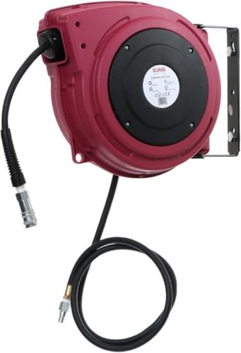 ELMAG Schlauchaufroller EUROREEL AIR 8/10 | 10 m Schlauch | Ø 8x12 mm | 15 bar | Zuleitung 1,5 m | Wandmontage | Druckluftschlauch