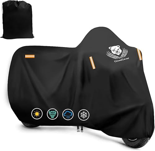 Motorcycle Covers Waterproof Outdoor Heavy Duty Street Glide Goldwing Cruiser Touring Bike Cover Fit for Harley Davidson Honda Indian Yamaha, All Weather Protection,116 Lx 47.2 Wx55 H-ClawsCover