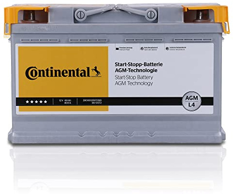 Continental 2800012007280 Start-Stop Starterbatterie 80Ah 12V 800A AGM DIN/ISO L4 Kompatibel mit AUDI A4 Avant 8K5, B8 A6 Avant 4G5, 4GD, C7, BMW 3 Touring E91 3 Limousine E90 5 Touring F11