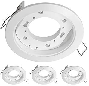 ledscom.de 4 pezzi plafoniera da incasso ZOBE, bianco semilucido, rotonda, 107mm Ø, 1x GX53 max. 25W