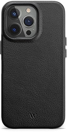 WIIUKA Hülle für iPhone 13 Pro, Deutsches Leder, Lederhülle extra Dünn, Premium Handyhülle, Case, Qi, Schwarz