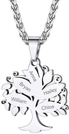 GoldChic Collana Con Nome Personalizzato Ciondolo Albero della Vita Collana Personalizzata con 1-8 Nomi in Argento Sterling 925/Acciaio Inossidabile Regalo per Mamma