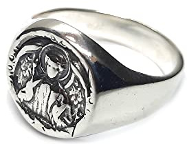 Echtes Sterling Silber herren Ring Erzengel Michael massiv punziert 925