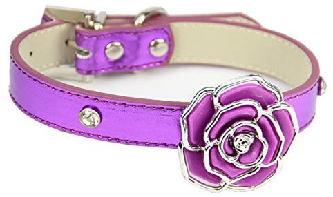 LtuzPet Katzenhalsband mit Rose Haustier Strass Halsband Hundehalsbänder Katzenhalsband Verstellbare Leder Hundehalsbänder