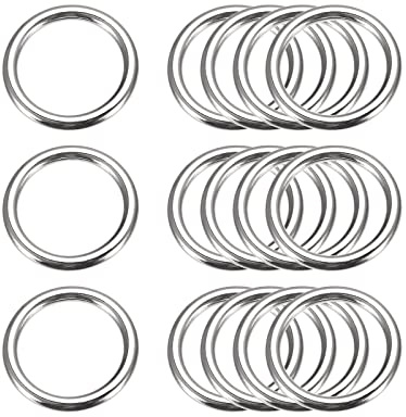 sourcing map Metall O Ringe, stk. mm (.) ID mm Stärke Mehrzweck Nicht- O-Ring Schnalle für Handwerksgürtel Geldbeutel Tasche Hardware Herstellen, Silber Ton