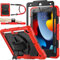 SEYMAC stock Case for iPad 9th/ 8th/ 7th Generation 10.2'', Shockproof Case with Screen Protector Pencil Holder [360° Rotating Hand Strap] & Stand, Case for iPad 10.2 inch 2021-2019, Red