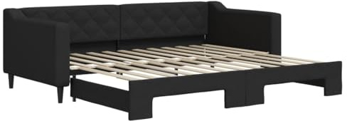 vidaXL Tagesbett Ausziehbar Schwarz 90x200 cm Stoff