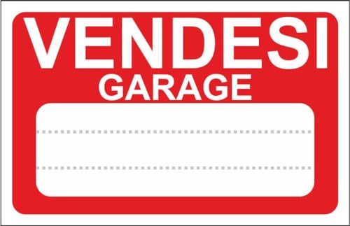 M-ITALY CARTELLO SEGNALETICO - VENDESI GARAGE - Adesivo Extra Resistente, Pannello in Forex, Pannello In Alluminio (30x42, Plastica)