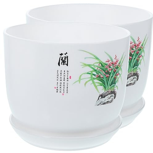 Yardenfun 2pezzi Vasi Da Orchidea Resina Con Sottovaso Da Vasi Trasparenti Per Casa Giardino e Balcone Drenaggio Per Crescita Sana Delle Piante