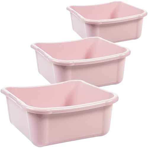 SUSTANIA WaschschuÌˆssel Wanne 3er Set - SpuÌˆlschuÌˆssel 12 Liter eckig Spülwanne, Rosa Spülschüsseln aus Stabilem Kunststoff, Rosa, Made in EU