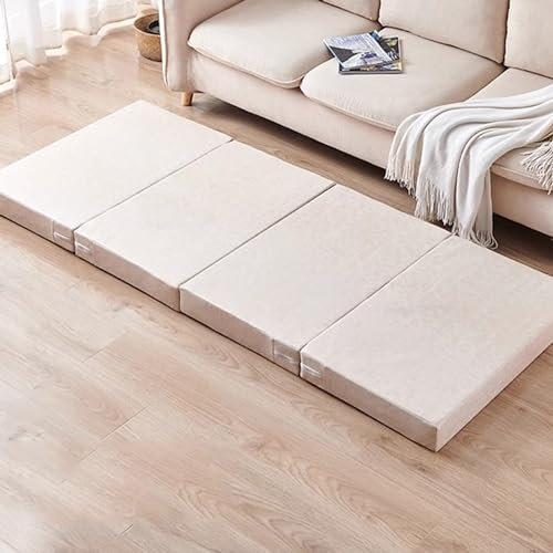 XIEMINLE Faltmatratze Doppelbett, tragbare Bodenmatratze, Gästematte, Bettmatratze für Reisen, platzsparend, Camping, Sofamatratze, Klappcouch mit waschbarem Bezug (200 x 70 x 10 cm, Beige)