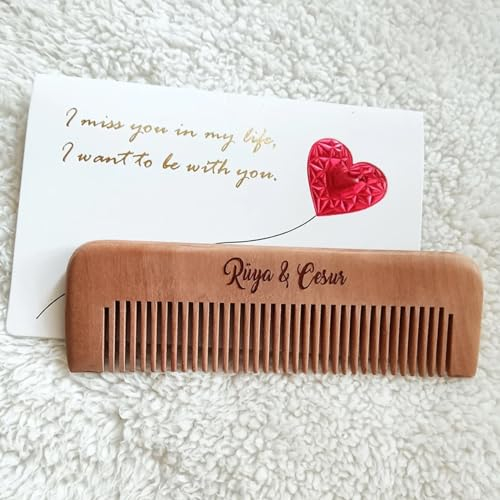 Personalisierte Haarkämme For Hochzeitsbevorzugungen Und Geschenke, Personalisiertes Hochzeitsgeschenk, Gravierter Holzkamm, Individueller Name, Holzhaarkamm, Hochzeits-Souvenir, Holzkamm, 17 Cm(100pc