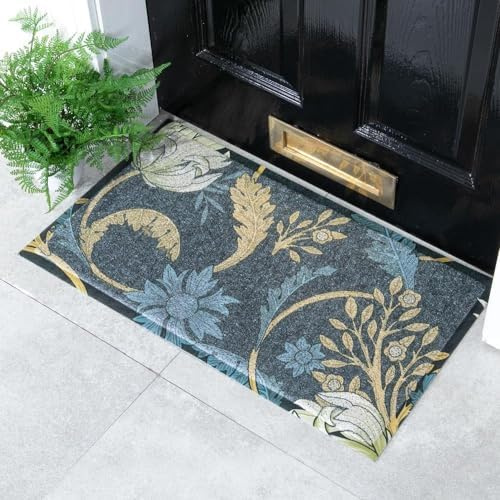 Artsy Mats William Morris Blue Floral Pattern - Decorative Heavy Duty Doormats - Washable Dirt Trapper Non Slip Mats, 70x40cm