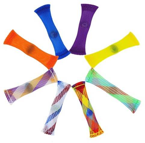HoAhaMay 8pcs Satz gemischter Farbe gewebter Maschenrohr, Sinnes-Spielzeug | Mit Spielzeug aus Marmor und Fingerspielzeug, das dazu beiträgt, Ängste, Stress und Autismus bei Erwachsenen zu lindern