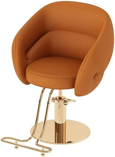 GWWBD Professioneller Friseurstuhl Mit 360° Drehung Und Hydraulischer Pumpe, Barberstuhl Höhenverstellbar, Kapazität 150 Kg Frisörstuhl Für SPA Schönheit(Size:Gold,Color:Orange)