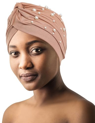 Coubeau Frauen Turban Hut mit Seite Perle und plissiert Zubehör Anti-Haarausfall muslimischen Turban Hut