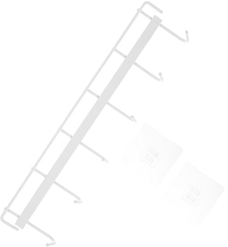 WATIIFUFU Étagère Murale en Fer Blanc avec 6 Crochets Adhésifs sans Perçage pour Ustensiles Cuisine, Installation sans Trace, pour Rangement Cuisine