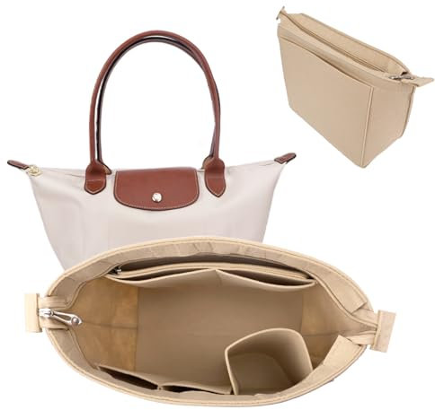 Longchamp Organizer für Handtaschen, Filz Beige, Le Pliage L, Bag Organizer Insert (Beige, L)