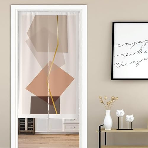 Küchenvorhänge Braungold Geometrie Scheibengardinen Polyester Vorhänge Kurz Waschbar Raumteiler Vorhang Türvorhang Langlebig Küchenvorhang Kurze Gardinen Verdickung Tür Vorhang 80x120cm