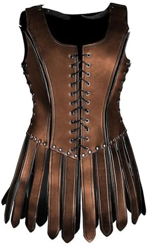 Siepificius Wikinger Brustpanzer Rock Requisiten Mittelalter Ärmellos Weste Kleid Rollenspiel Dunkelbraun