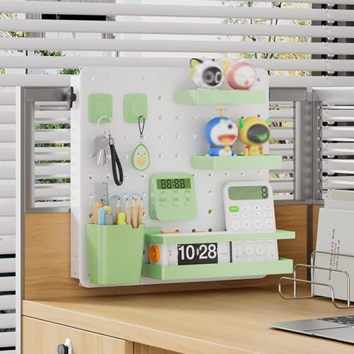 Lochwand Stecktafel Wand Organizer Lagerregal, Pegboard-Panel-Set, Pegboard für Schreibtisch, Freie Kombination und Einfache Installation, für Home-Office-Arbeitszimmer(White,40 * 40cm)