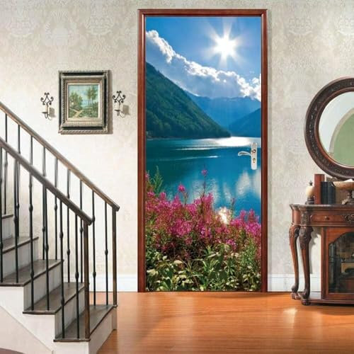 Türbekleben Natürliche Landschaft Türtapete, Selbstklebend TürPoster Natürliche Landschaft Türbilder, 3D Fototapete Türfolie Poster Tapete Türaufkleber Tür Tapeten 95 x 215 cm q.1043