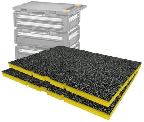 Shadow Foam Insert Pack Compatible with ToughSystem 2.0 DXL Drawer | Cut and Peel Foam for Toolbox Organisation (Yellow, 30mm)