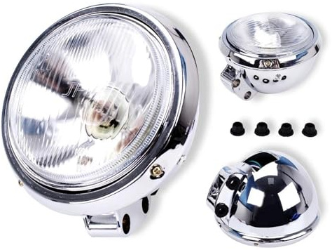 DZSQEGBX Fari Anteriori per Moto Faro Anteriore per Moto 12V Luce di Marcia Cromata per Steed per VLX 400 per Shadow 600 per Magna 250 Faro Anteriore