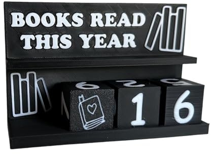 Libros Leídos Este Año Contador Letrero, 3D Libros Leídos Contador, Giras Bloques Numéricos Libro Registro para Mostrar Objetivo Lectura, Contadors Retos Lectura Libro Letrero Estantería Decorativo