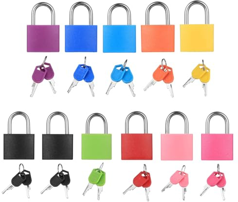 11 PcsCadenas Clé, Petit Cadenas Valise en Avion, Cadenas Casier, avec Clés, Cadena de Sécurité à Bagages, Cadena Valise Avion pour Sacs de Voyage Armoires Boîte à Outils(Coloré)