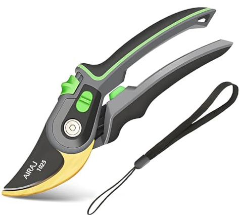 Forbici da Giardino in Titanio di Alta Qualità con Apertura Regolabile, Forbici da Potatura Forti e Antiruggine - Forbici da Potatura Professionali Bypass per Piante, Siepi e Fiori