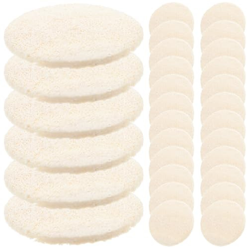Generisch 36 Stück Gesichtspeeling Pads aus Natürlichem Luffa 55X55cm Sanftes Peelingpads für Gesicht und Körper Vielseitig Einsetzbar Kompakt und Handlich