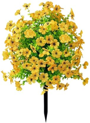 58cm Artificial Violet Flower Stakes, UV Resistant Fake Ground Cover Plants, Weatherproof Faux Foliage for Garden Bed, Outdoor Landscape, Indoor Pot Decor, No Maintenance Simulation Flowers (F)