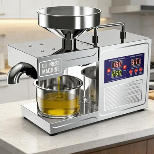Pressa per olio, 820 W, con display della temperatura, estrazione automatica dell'olio caldo/freddo, in acciaio inox, per oltre 20 noci e semi