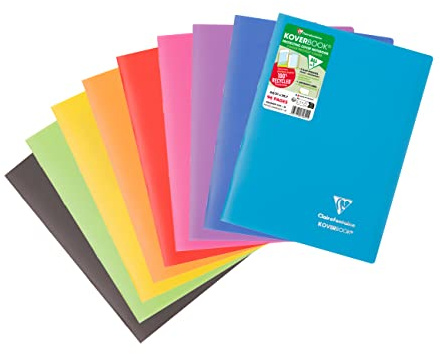 Clairefontaine 971611C Heft Koverbook (DIN A4, 21 x 29,7 cm, kariert, 48 Blatt, 90 g, blickdicht) 1 Stück farbig sortiert