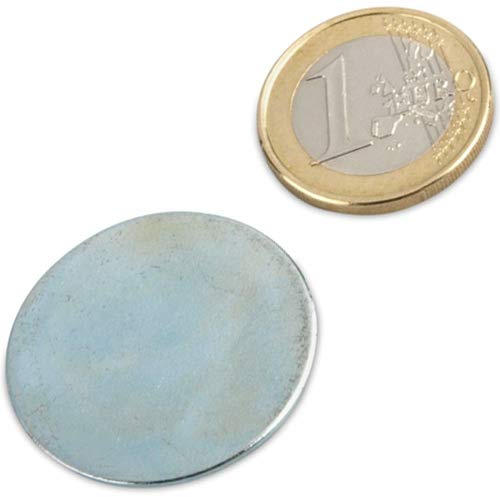 Metallscheiben selbstklebend Silber ohne Loch - aus Stahl (DC01) verzinkt - Ø30 x 2mm - Metallplättchen rund mit Doppelklebeband - Gegenstück/Haftgrund für Magnete (Ferro-magnetisch), Menge:20 Stück