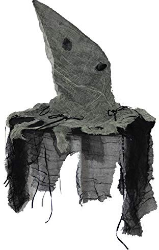 Foxxeo lodderiger Hexenhut schwarz grau Stofffetzen Hut Zombie Hexe Fetzen Halloween