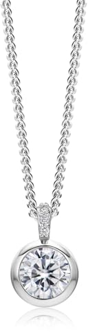 MIORE Damen Halskette | 925 Sterling Silber | mit 5 Zirkonias von 3,40 Karat | hautfreundliche Kette Silber, Panzerkette | Damen Schmuck vom Juwelier