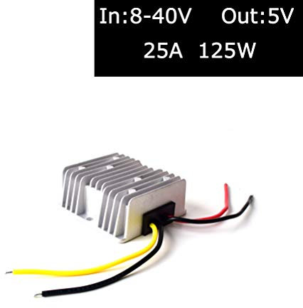 DC 12 V 24 V 36 V a 5 V Car Camion Step Down Alimentatore Convertitore di Tensione per auto Elettronica Veicolo Barca Sistema solare - 25A 125W (Accetta DC 8-40 V Ingressi)
