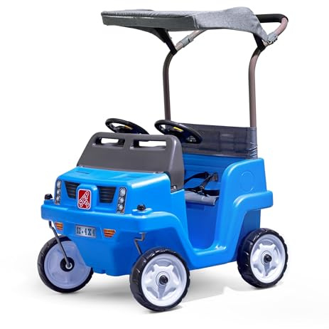 Step2 Side-by-Side SUV Coche para ninos/Deslizador para Dos ninos | Coche de Juguete con Barra de Empuje en Azul | Vehiculo para ninos/Coche Deslizador a Partir de 1,5 Anos