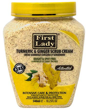 First Lady Activated Turmeric & Ginger Scrub Cream 540ml - Bright and Spot Free - Face & Body