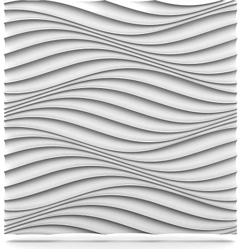 Deccart - 3D Wandpaneele 60x60 cm - Paneele Wand Wall Panels Deko Wandverkleidung Innen Panel Deckenverkleidung Decke Deckenpaneele Platten Styropor EPS-Polystyrol Wind 1.80 m², 5 Stück, weiß