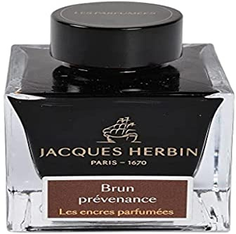 Jacques Herbin 14747JT - flacone e d'inchiostro profumato 50 ml per pennini e stilografiche, marrone . Prodotto in Francia