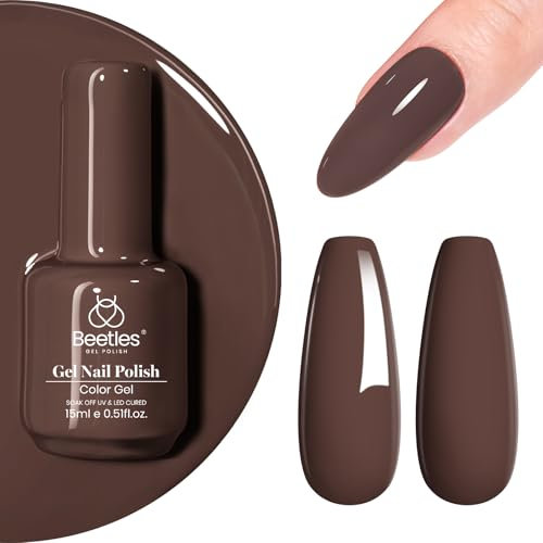 Beetles Brown Gel-Nagellack, Herbst-Gel-Lack, 1 Stück, 15 ml, Graubrauner Nagellack, Soak Off, UV-LED-Nagellampe, Nagelkunst, Maniküre-Salon, DIY Home